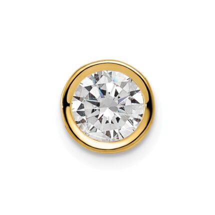 14k 6mm Round Cubic Zirconia Bezel Chain Slide