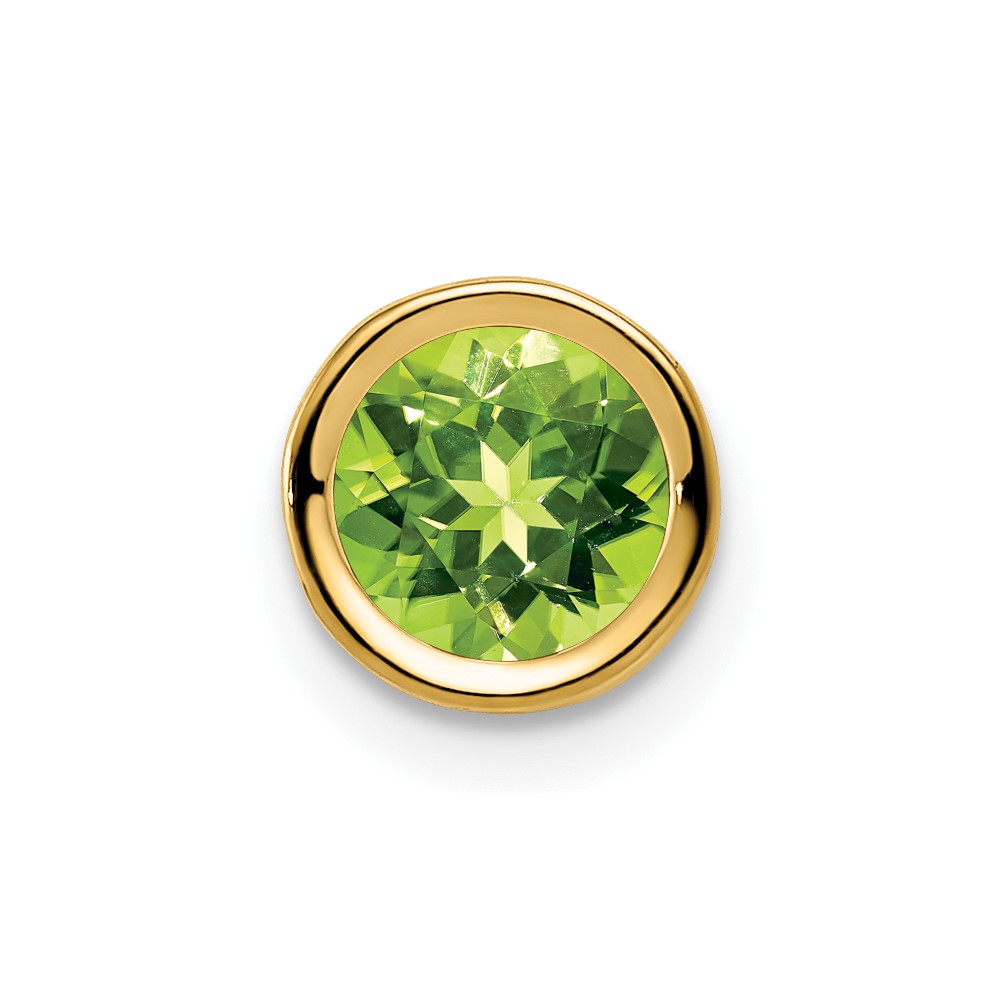 XP321PE.jpg 14k 6mm Round Peridot Bezel Chain Slide - Image 1