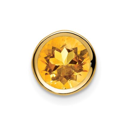 14k 7mm Round Citrine Bezel Chain Slide