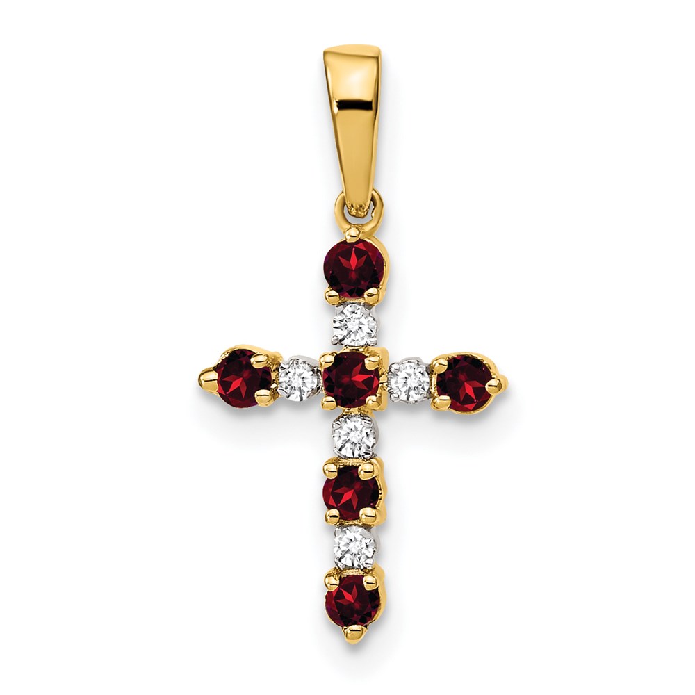 XP3378GA_A.jpg 14k Garnet and Diamond Cross Pendant - Image 1