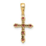 14k Lab Created Ruby and Diamond Cross Pendant - Image 3