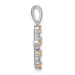 14k White Gold Citrine and Diamond Cross Pendant - Image 2