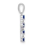 14k White Gold Lab Created Sapphire and Diamond Cross Pendant - Image 2