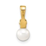 14k 5-6mm White Round Freshwater Cultured Pearl and Diamond Pendant - Image 4