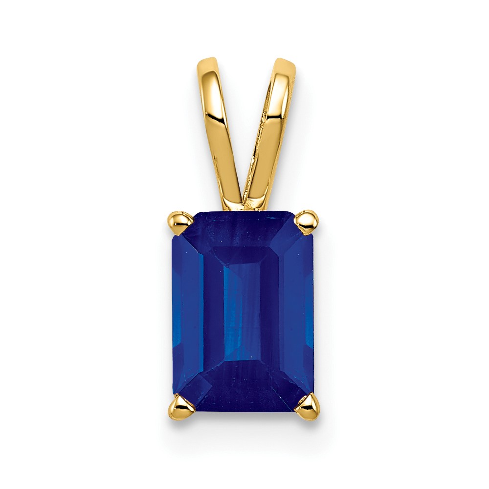 XP420S.jpg 14k 7x5mm Emerald-cut Sapphire Pendant - Image 1