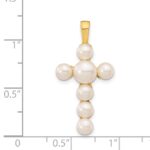 14K 4-6mm Button White Freshwater Cultured Pearl Cross Pendant - Image 3