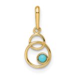 14k Synthetic Turquoise Circle Pendant