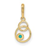 14k Synthetic Turquoise Circle Pendant - Image 4