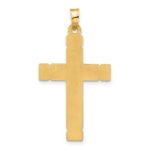 14k Polished and Grooved Hollow Diamond Cross Pendant - Image 3