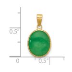 14K Polished Jade Oval Cabochon Pendant - Image 4