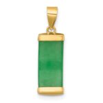 14K Polished Jade Domed Bar Pendant - Image 3