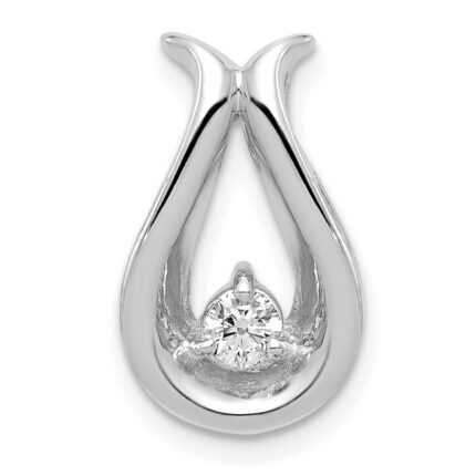 14k White Gold Complete 3.4mm A Diamond Teardrop-Shape Chain Slide