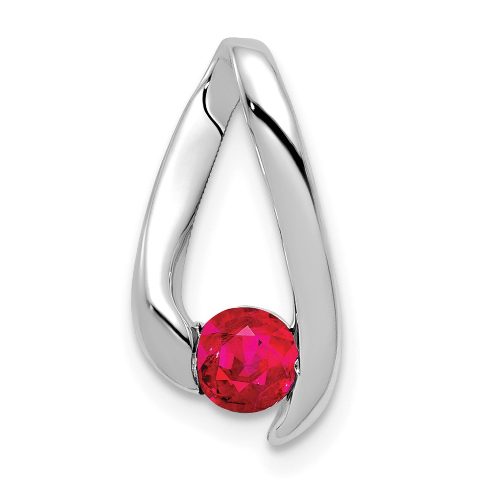 XP949R.jpg 14k White Gold 4mm Round Ruby Chain Slide - Image 1