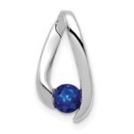 14k White Gold 4mm Round Sapphire Chain Slide