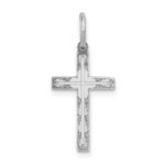 14K White Gold Laser Designed Cross Charm