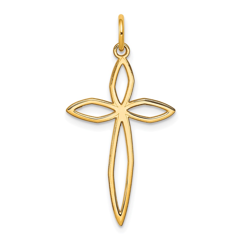 XR1038.jpg 14K Laser Designed Passion Cross Pendant - Image 1