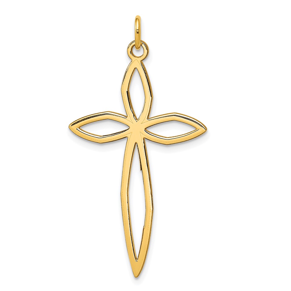 XR1039.jpg 14K Laser Designed Passion Cross Pendant - Image 1