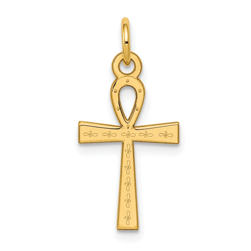 XR1064.jpg 14K Laser Designed Ankh Cross Charm - Image 1