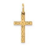14K Laser Cut Ichthus Cross Charm