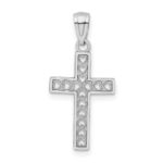 14k White Gold Cross with Hearts Pendant - Image 4