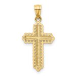14K with White Rhodium Diamond Cut Cross Pendant - Image 4