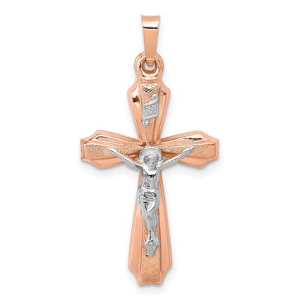 14k Two-tone Hollow Crucifix Pendant