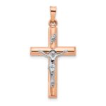 14k Two-tone Hollow Crucifix Pendant