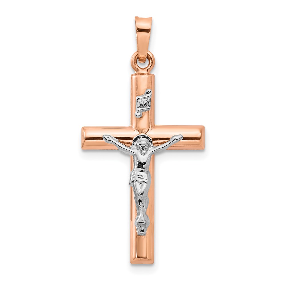 XR1235.jpg 14k Two-tone Hollow Crucifix Pendant - Image 1