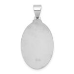 14K White Gold Polished and Satin Hollow Sacred Heart Jesus Oval Pendant - Image 4