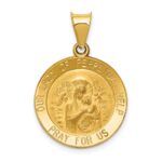 14k Polished and Satin Hollow Our Lady of Perpetual Help Medal Round Pendant