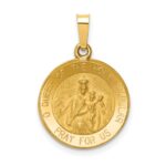 14K Polished and Satin Hollow Queen Of The Holy Scapular Medal Reversible Round Pendant