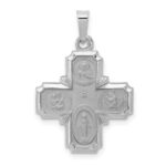 14k White Gold Polished and Satin Hollow Four-Way Medal Pendant