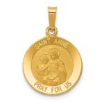 14k Polished and Satin Hollow St. Anne Medal Pendant