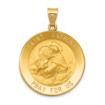 14k Polished and Satin Hollow Large St. Anthony Medal Pendant