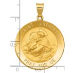 14k Polished and Satin Hollow Large St. Anthony Medal Pendant - Image 3