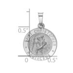 14k White Gold Polished and Satin Hollow St Christopher Medal Pendant - Image 3