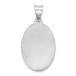 14k White Gold Polished and Satin Hollow St Christopher Medal Oval Pendant - Image 3