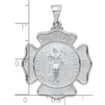 14k White Gold Polished and Satin Hollow St Florian Badge F.D. Medal Pendant - Image 3