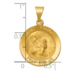 14k Polished and Satin Hollow St Francis Medal Round Pendant - Image 3