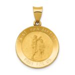 14k Polished and Satin Hollow St John the Baptist Medal Round Pendant