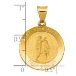 14k Polished and Satin Hollow St John the Baptist Medal Round Pendant - Image 3