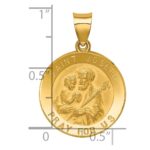 14k Polished and Satin Hollow St Joseph Medal Round Pendant - Image 3