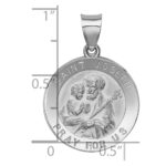 14k White Gold Polished and Satin Hollow St Joseph Medal Round Pendant - Image 3