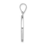 14k White Gold Polished and Satin Hollow St Matthew Medal Round Pendant - Image 2