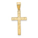 14k Etched Floral Cross Pendant
