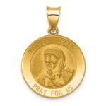14k Polished and Satin Hollow Mother Teresa Medal Round Pendant