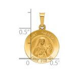 14k Polished and Satin Hollow St Theresa Medal Round Pendant - Image 3