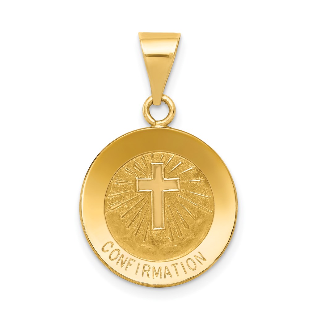 XR1393.jpg 14k Polished and Satin Hollow CONFIRMATION with Cross Charm - Image 1
