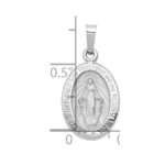 14k White Gold Polished and Satin Hollow Miraculous Medal Oval Pendant - Image 4