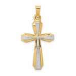 14K and White Rhodium Textured and Polished Passion Cross Pendant
